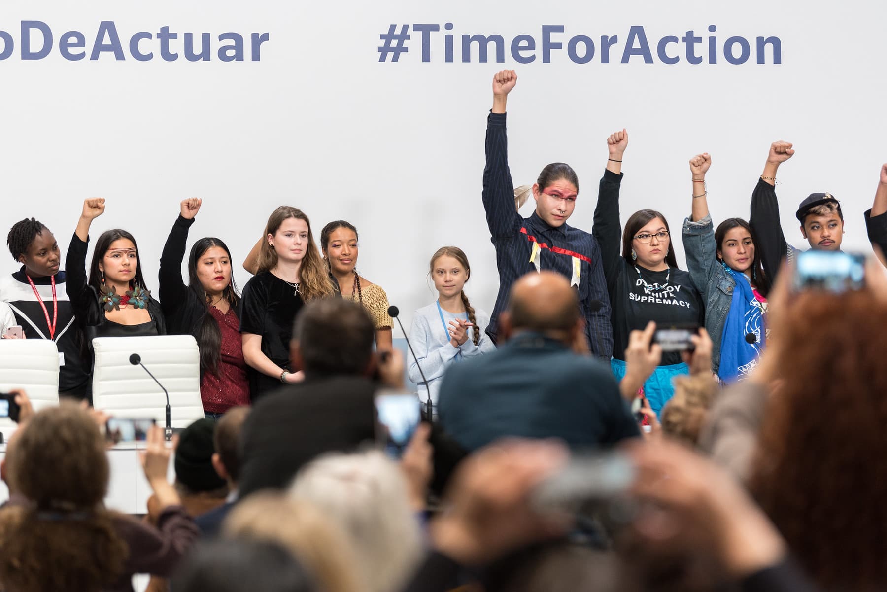 9 December 2019, Madrid, Spain: Press conference with Greta Thunberg and Fridays for Future, at COP25 in Madrid.